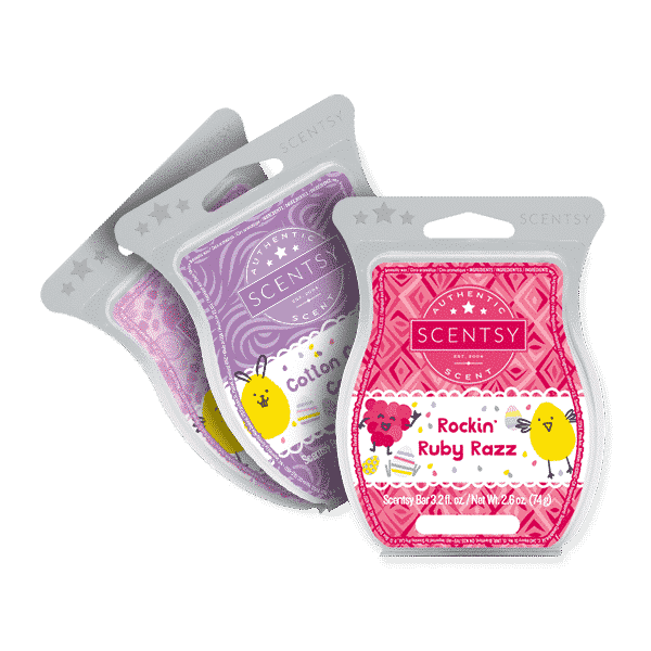 SCENTSY EASTER WAX BAR COLLECTION - ROCKIN RUBY RAZZ, COTTON CANDY COOKIE, CANDY DANDY