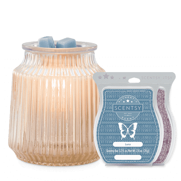 FLUTED GRAY SCENTSY WARMER BUNDLE