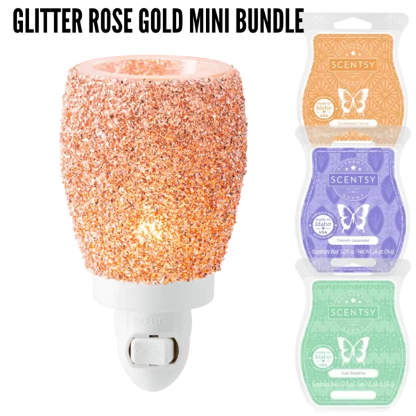 Glitter Rose Gold Mini Scentsy Warmer Bundle