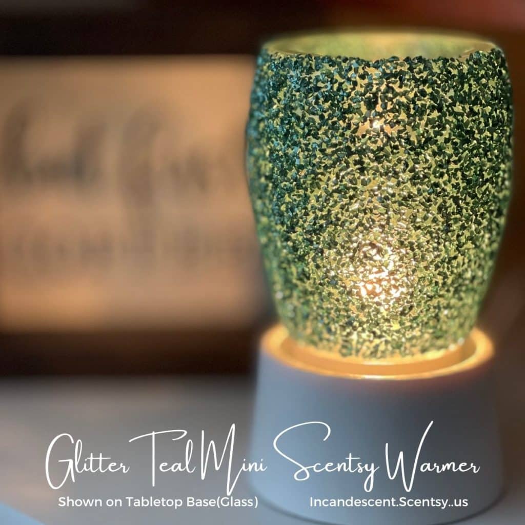 Glitter Teal Mini Scentsy Warmer Incandescent.Scentsy.us