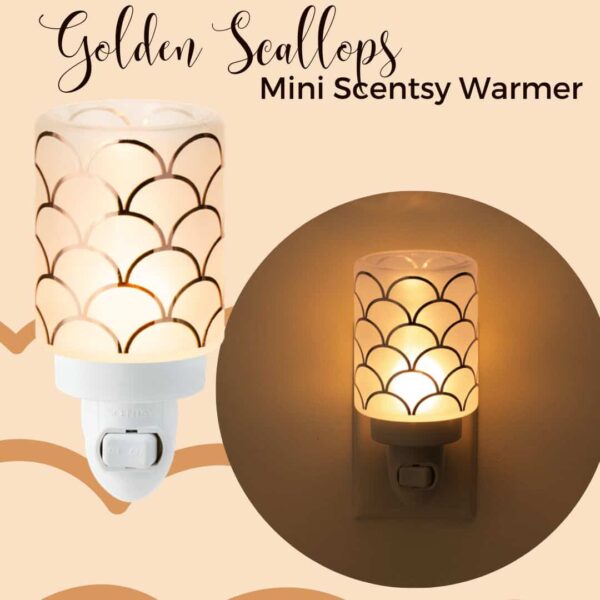 Golden Scallops Mini Scentsy Warmer Styled