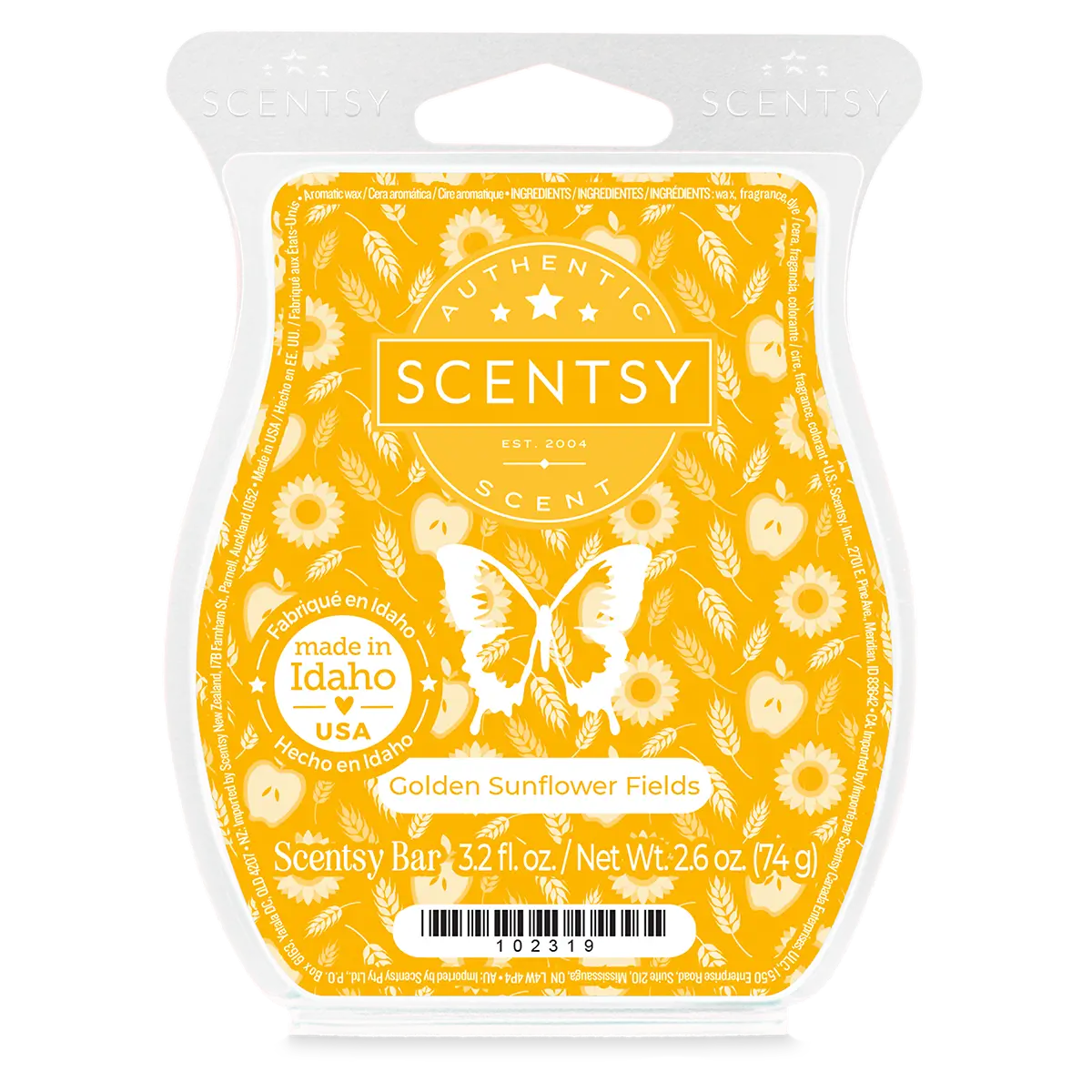 Golden Sunflower Fields Scentsy Wax Bar