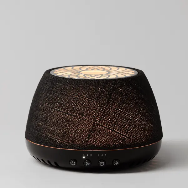HOMEAirQuadBlackPACKSHOTMainGlowR1232026PWS Scentsy Air Quad Large Fan Diffuser - Black Crosshatch
