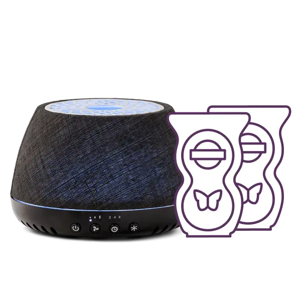 Scentsy Air Quad Large Fan Diffuser - Black Crosshatch + 2 Pods