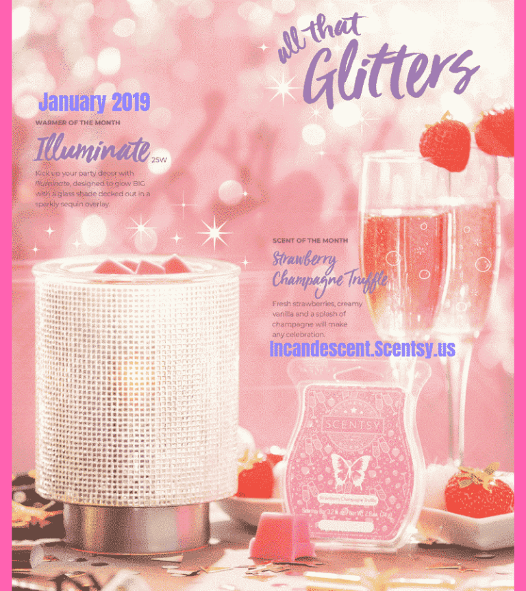 SCENTSY JANUARY 2019 WARMER & SCENT OF THE MONTH - ILLUMINATE SCENTSY WARMER & STRAWBERRY CHAMPAGNE TRUFFLE