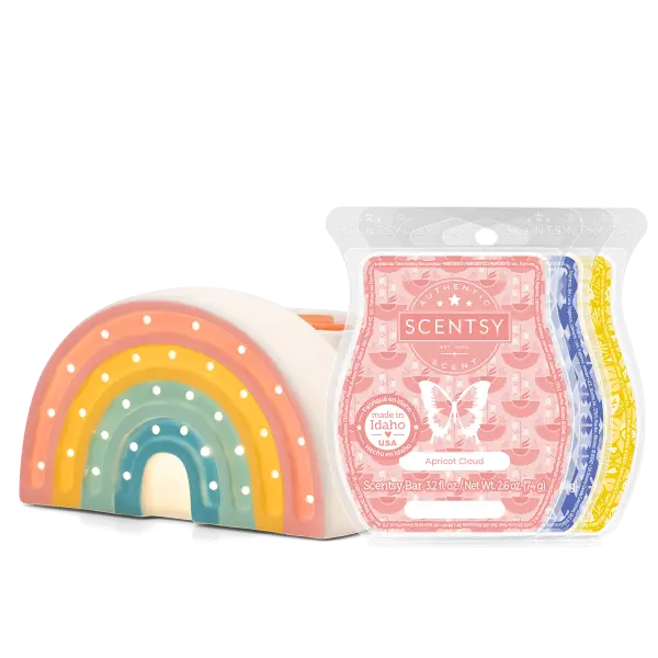 Pink Skies & Good Vibes Rainbow Scentsy Warmer & 3 Bar Bundle