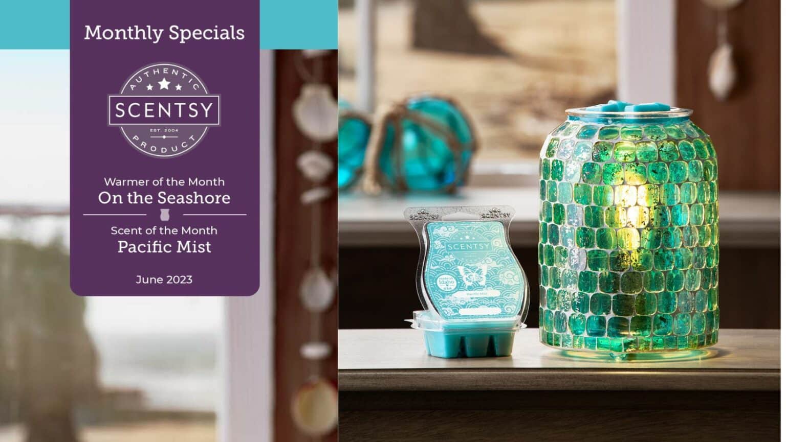 Scentsy June 2023 Warmer & Scent Of The Month On The Seashore