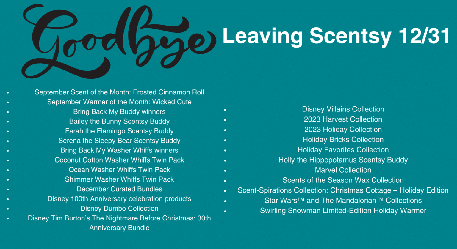 Scentsy Products Leaving 12/31/23 Incandescent.Scentsy.us