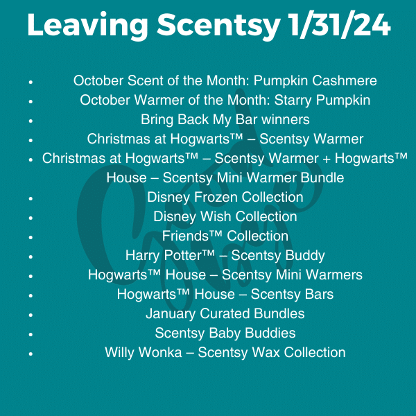 Scentsy products leaving 01/31/2024