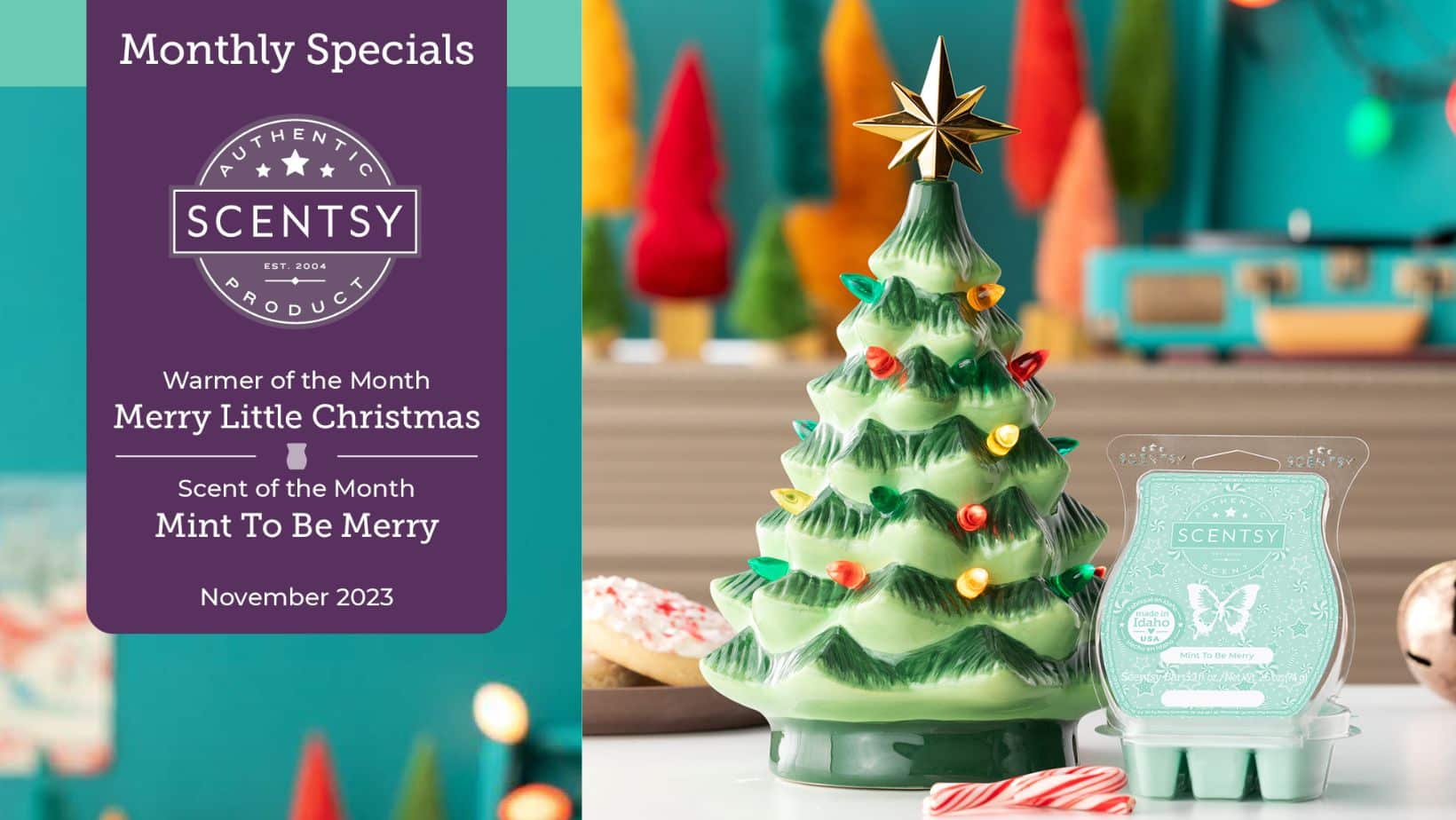 Scentsy November 2023 Warmer & Scent of the Month | Merry Little Christmas Tree + Mint to be Merry