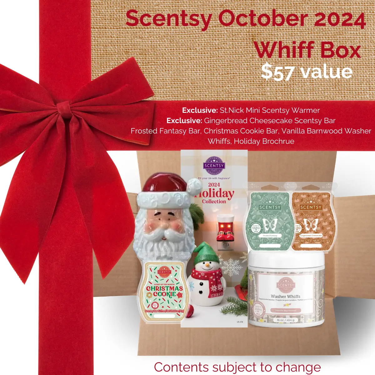 Scentsy October 2024 Whiff Box | St. Nick Mini Warmer Exclusive
