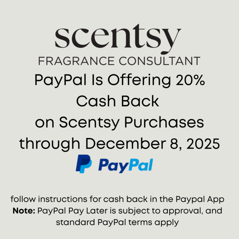 Paypal Is Offering 20% Cash Back On Scentsy Purchases Through December 8, 2025 PayPal is Offering 20% Cash Back on Scentsy Purchases through December 8, 2025