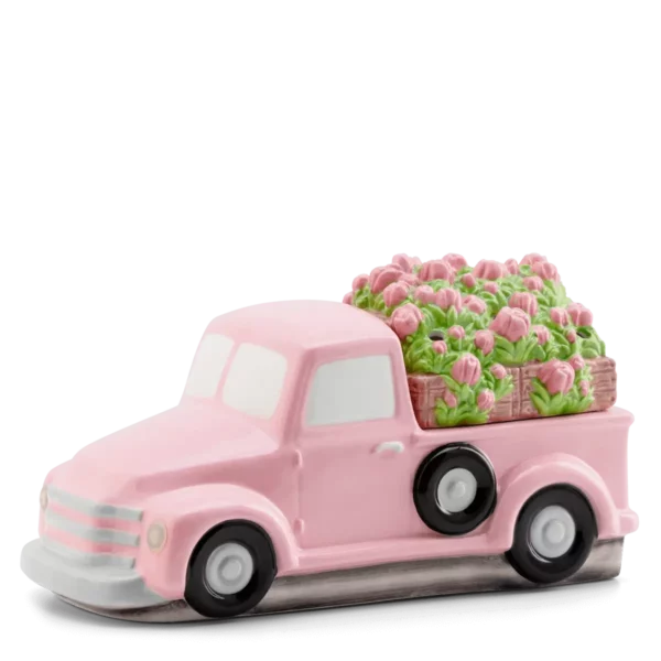 Retro Pink Truck + Flower Delivery Lid Warmer - Unlit 2 Pink Retro Truck Scentsy Warmer + Flower Delivery Lid
