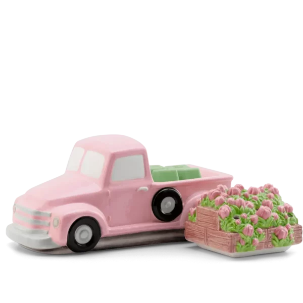 Retro Pink Truck + Flower Delivery Lid Warmer - Unlit 3 Pink Retro Truck Scentsy Warmer + Flower Delivery Lid