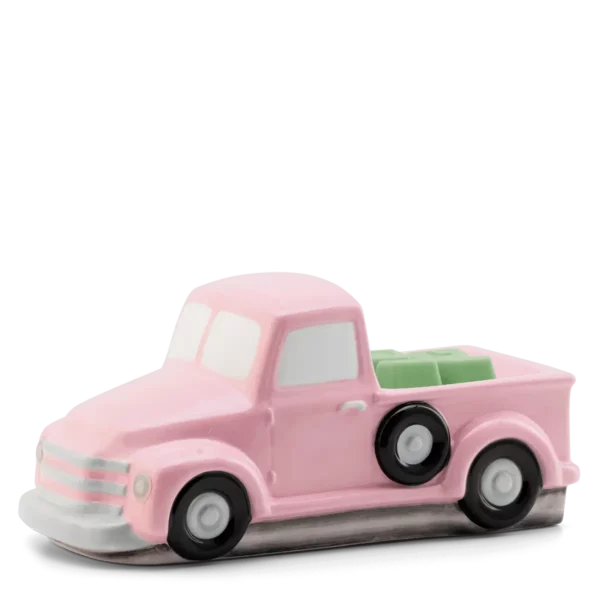 Retro Pink Truck + Flower Delivery Lid Warmer - Unlit Pink Retro Truck Scentsy Warmer + Flower Delivery Lid