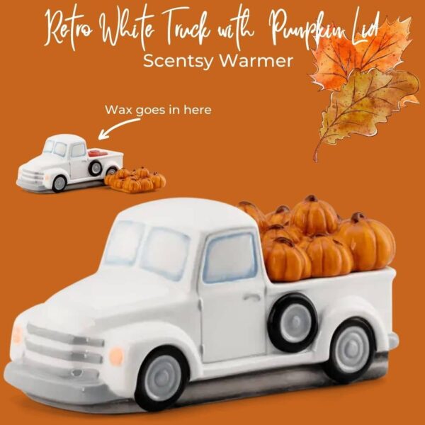 Retro White Truck Scentsy Warmer + Pumpkin Delivery Lid