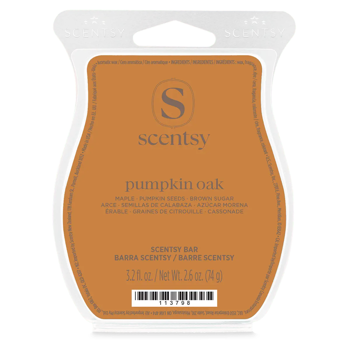 Scent-Bar-Pumpkinoak-Iso-R1-2026-Pws Pumpkin Oak Scentsy Bar - Harvest 2026