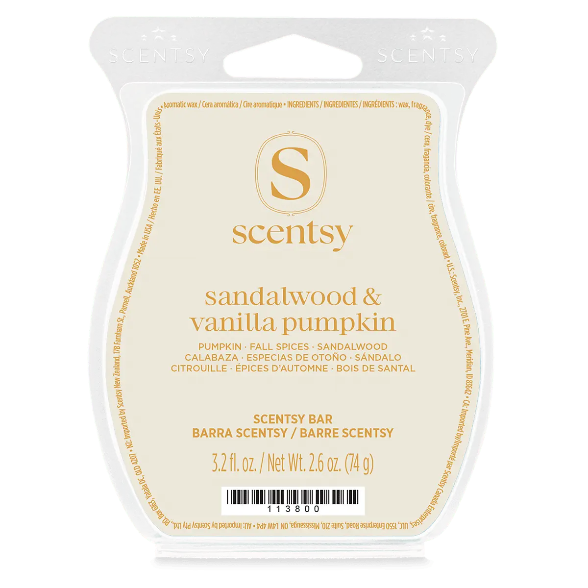 Scent-Bar-Sandalwoodvanillapumpkin-Iso-R1-2026-Pws Sandalwood & Vanilla Pumpkin Scentsy Bar - Harvest 2026