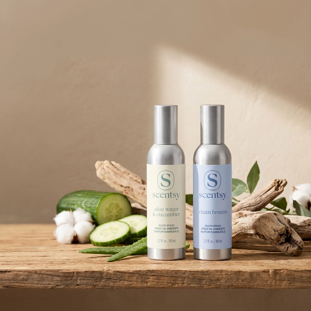 Aloe Water & Cucumber + Clean Breeze Scentsy Room Spray Bundle