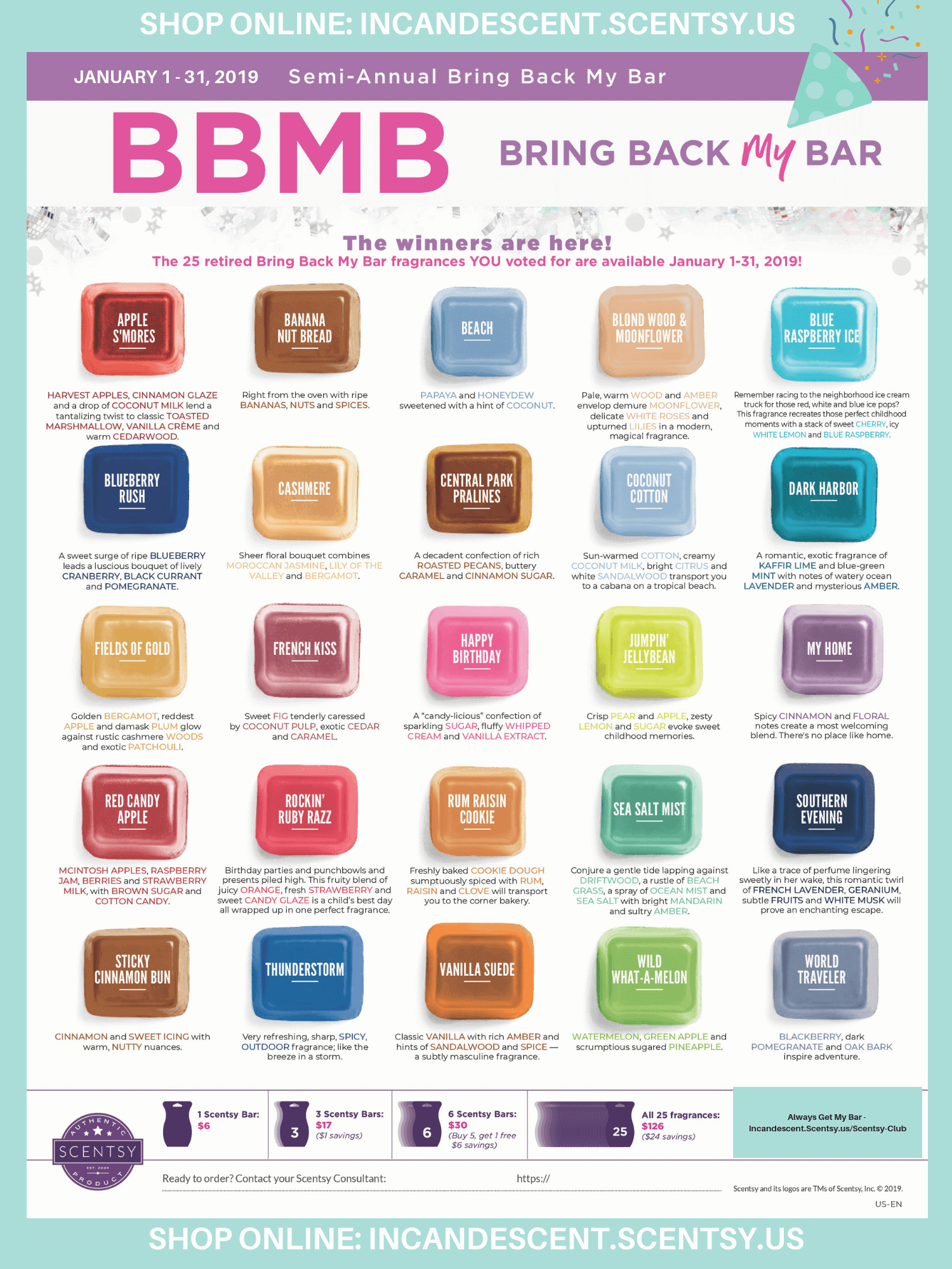 New Fashions Have Landed MIX & MATCH Scentsy Retired BBMB Wax Bars Old
