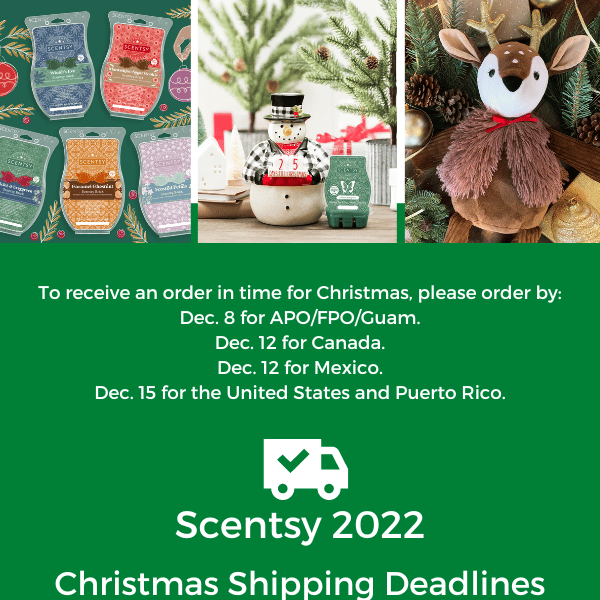 Scentsy Christmas 2022 Shipping Deadlines SCENTSY CHRISTMAS 2022 SHIPPING DEADLINE 600 x 600 px