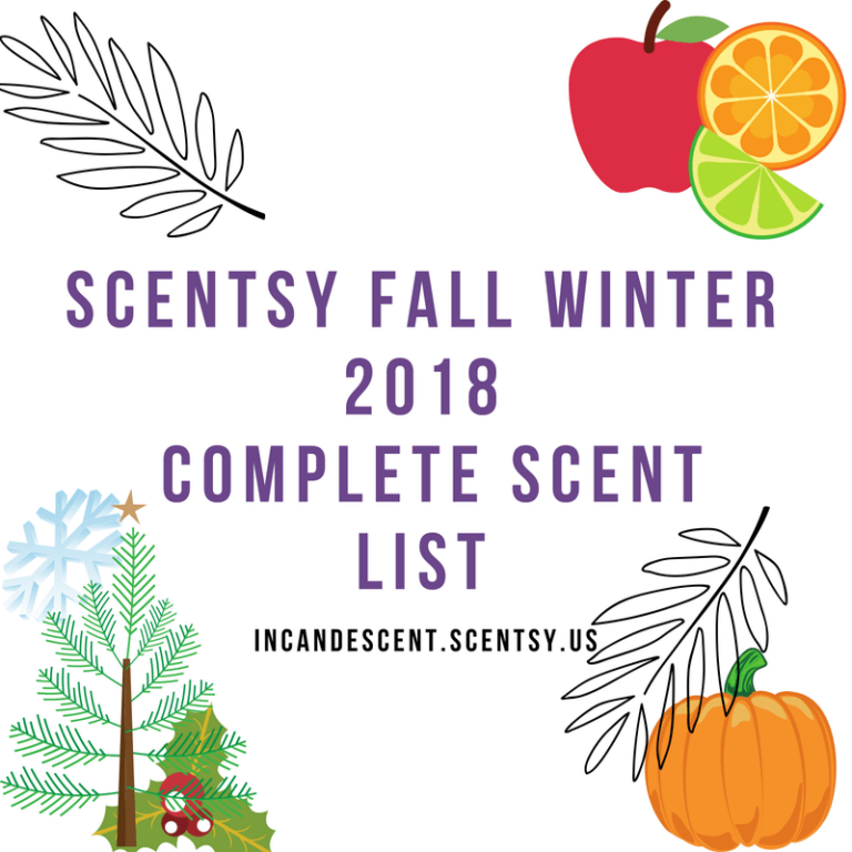 SCENTSY COMPLETE SCENT LIST FOR FALL WINTER 2018 2019