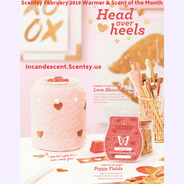 SCENTSY FEBRUARY 2019 SCENTSY WARMER & SCENT OF THE MONTH - LOVE ABOUNDS & POPPY FIELDS