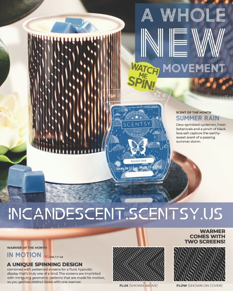 Scentsy July 2019 Warmer &Amp; Scent Of The Month - In Motion &Amp; Summer Rain SCENTSY JULY 2019 WARMER OF THE MONTH IN MOTION
