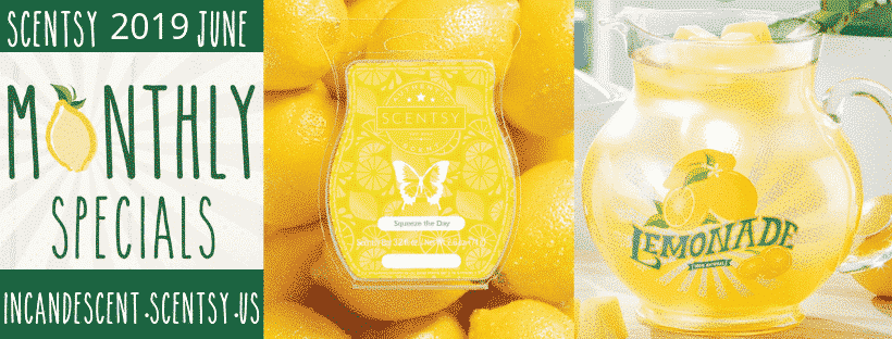 SCENTSY JUNE 2019 WARMER & SCENT OF THE MONTH - LEMONADE PITCHER SCENTSY WARMER & SQUEEZE THE DAY