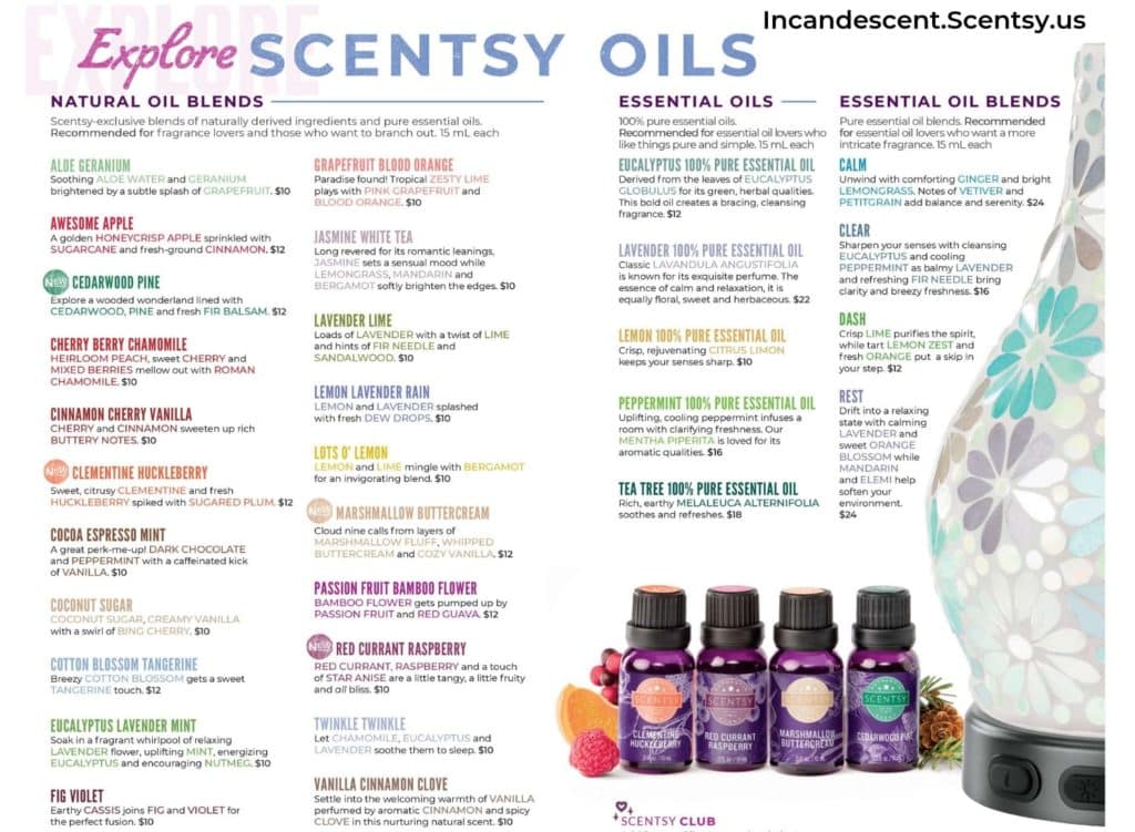 SCENTSY FALL WINTER 2019 COMPLETE SCENT LIST