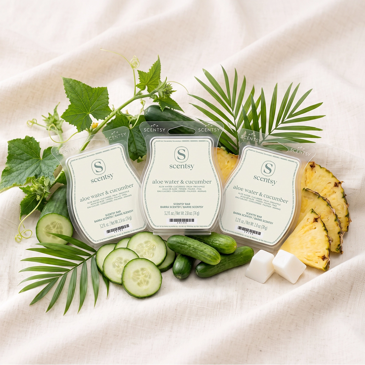 Scentwaxaloewaterandcucumber270Eab7F90A744D3Ba2E7E752436Db0D9_Highres Aloe Water & Cucumber 3 Scentsy Bar Bundle