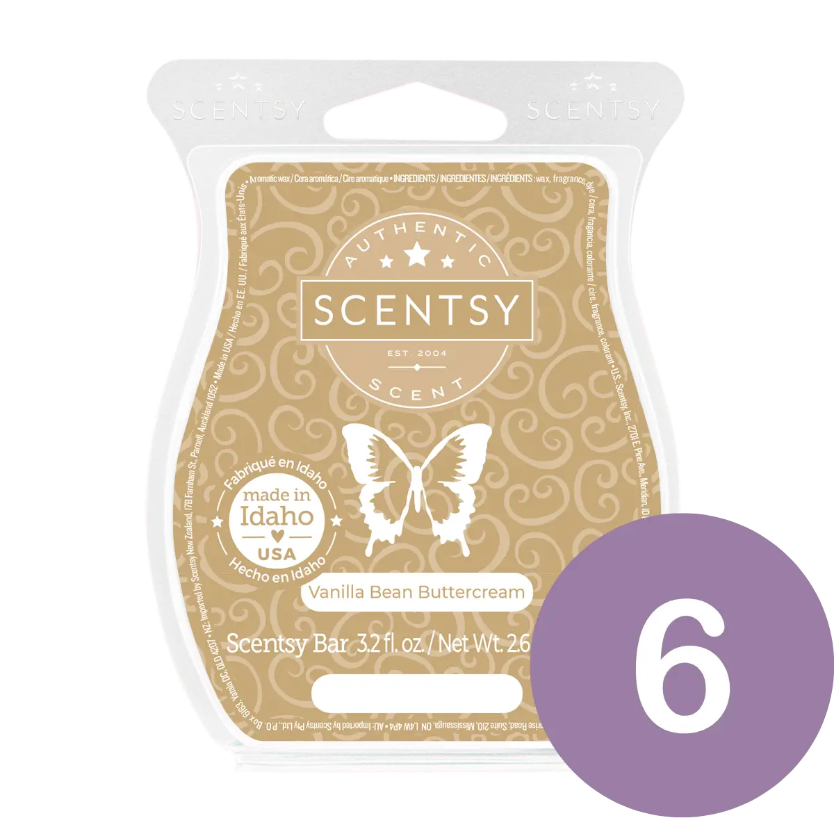Vanilla Bean Buttercream 6 Scentsy Wax Bar Bundle