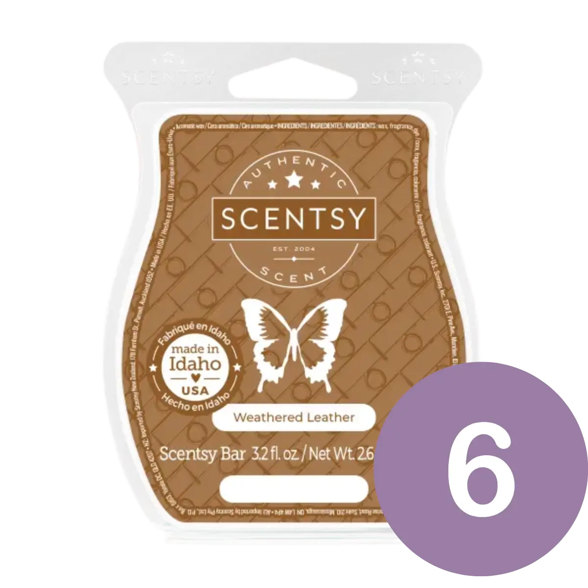 Weathered Leather 6 Scentsy Wax Bar Bundle