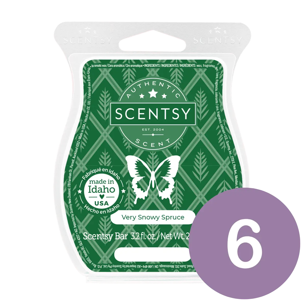 Very Snowy Spruce 6 Scentsy Wax Bar Bundle