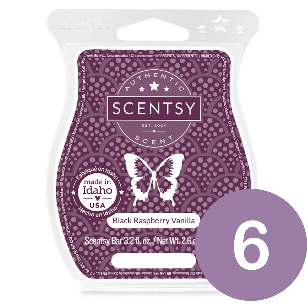 Black Raspberry Vanilla Scentsy 6 Wax Bar Bundle