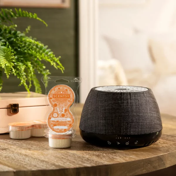 Scentsy Air Quad Large Fan Diffuser - Black Crosshatch + 2 Pods
