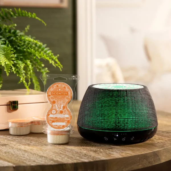 Scentsy Air Quad Large Fan Diffuser - Black Crosshatch + 2 Pods
