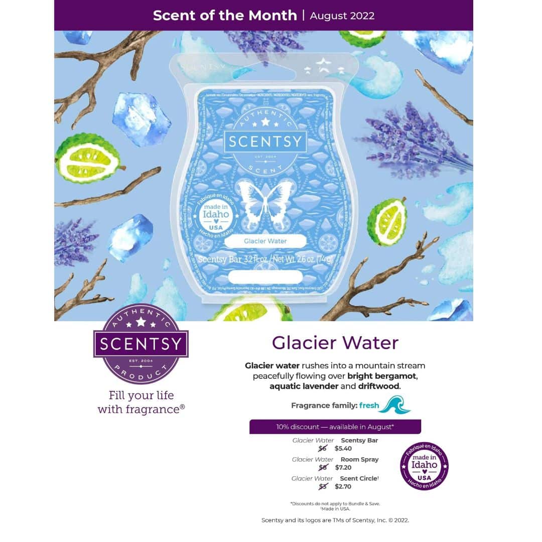 Scentsy August 2022 Scent of the Month Glacier Water