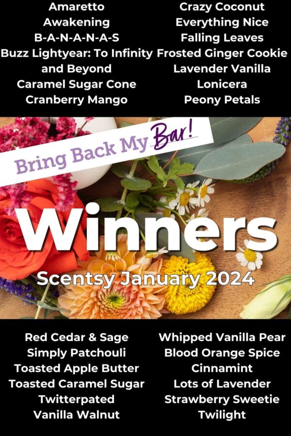 Scentsy Bring Back My Bar January 2024 Winners Incandescent.Scentsy.us