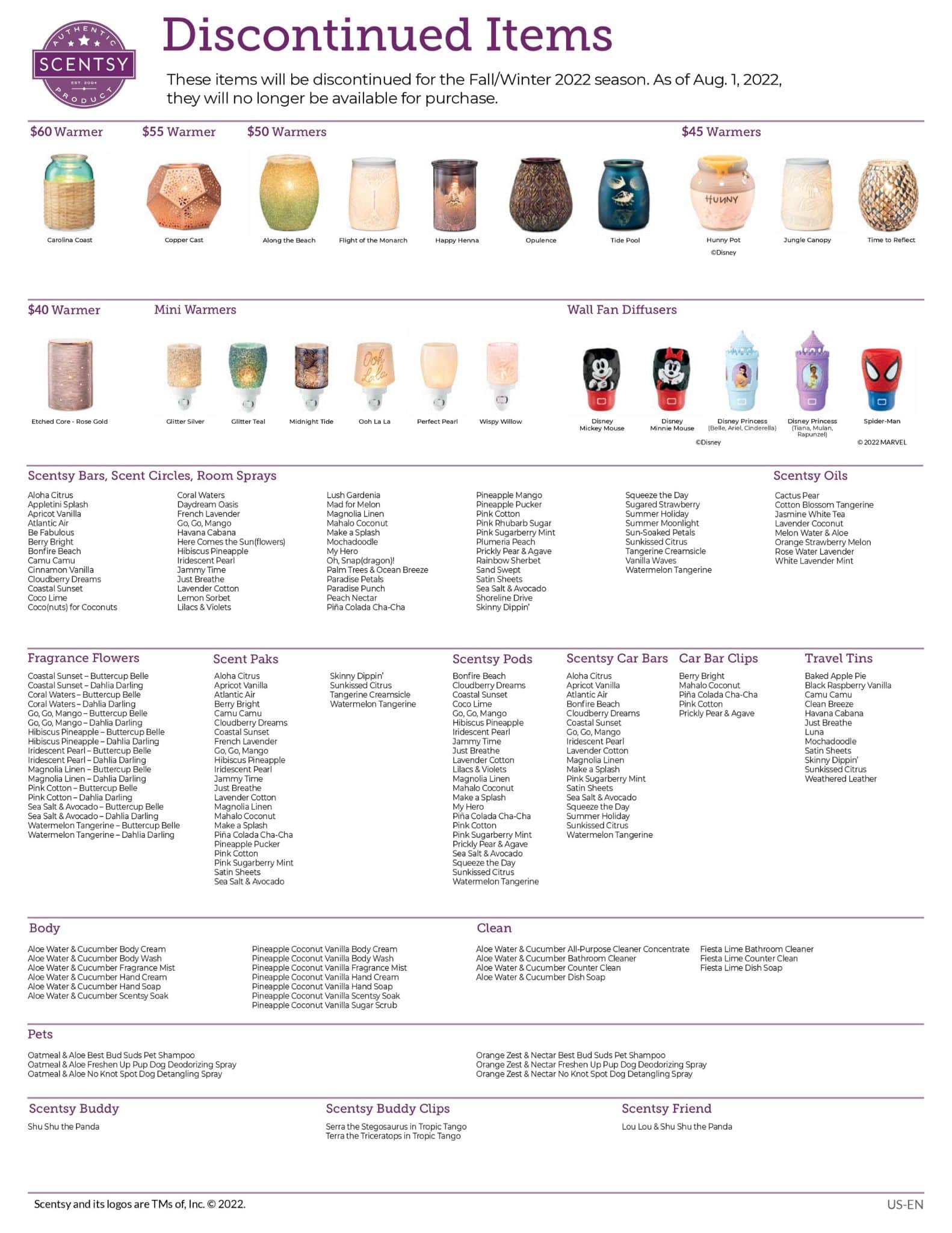 Scentsy Discontinued Product List Fall 2022 Incandescent.Scentsy.us