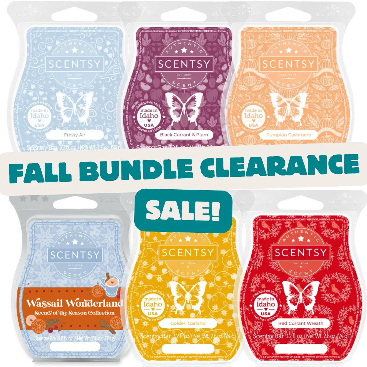 Fall Clearance Scentsy 6 Bar Wax Bundle