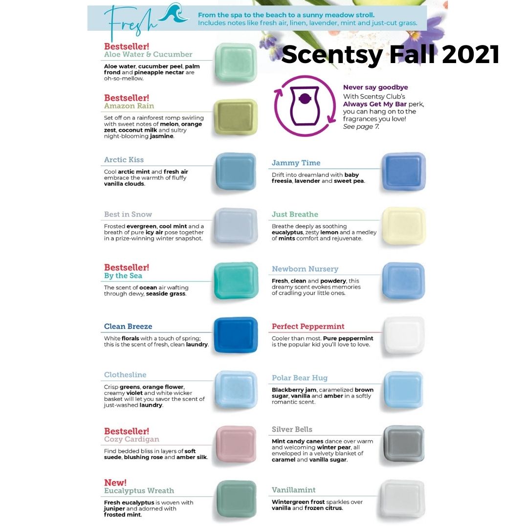 Scentsy Fall 2021 Catalog Scent List Incandescent.Scentsy.us