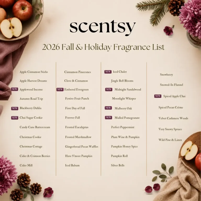 Scentsy 2026 Fall & Holiday Seasonal Fragrances available on 8/1