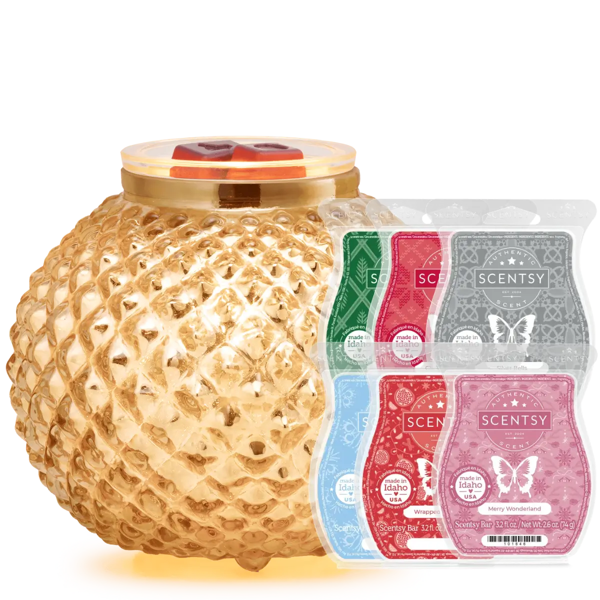 Victorian Glow Gold Scentsy Warmer & 6 Bar Holiday Gift Bundle