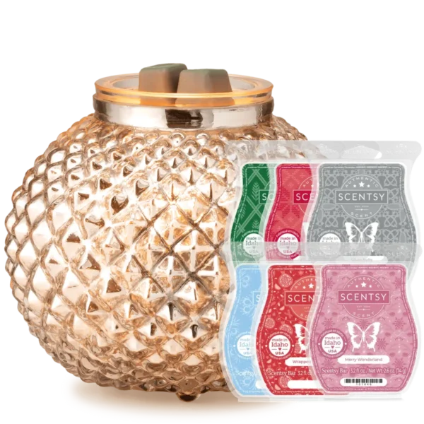 Victorian Glow Silver Scentsy Warmer & 6 Bar Holiday Gift Bundle