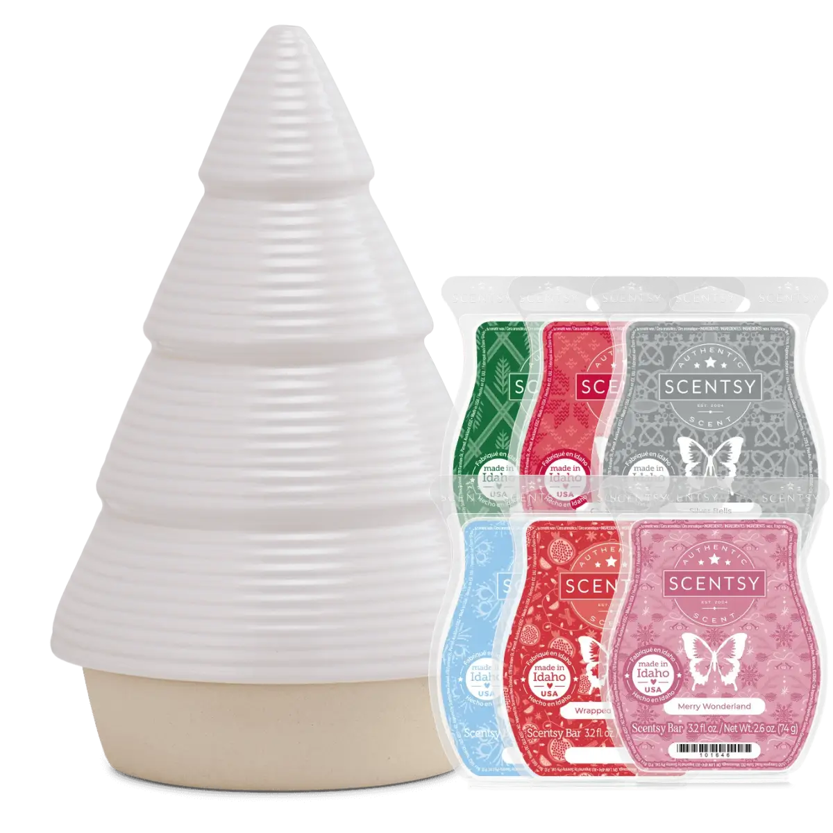 Nordic Pine White Scentsy Warmer & 6 Bar Holiday Gift Bundle