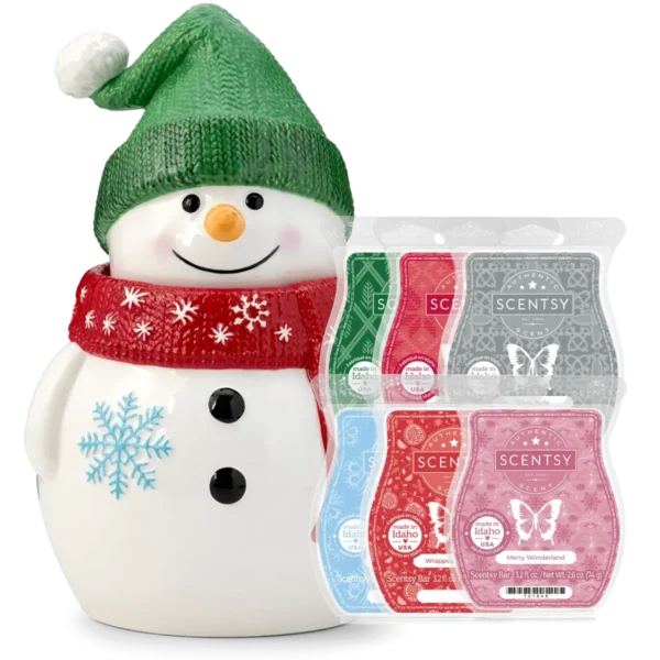 Looks Like Snow Snowman Scentsy Warmer & 6 Bar Holiday Gift Bundle