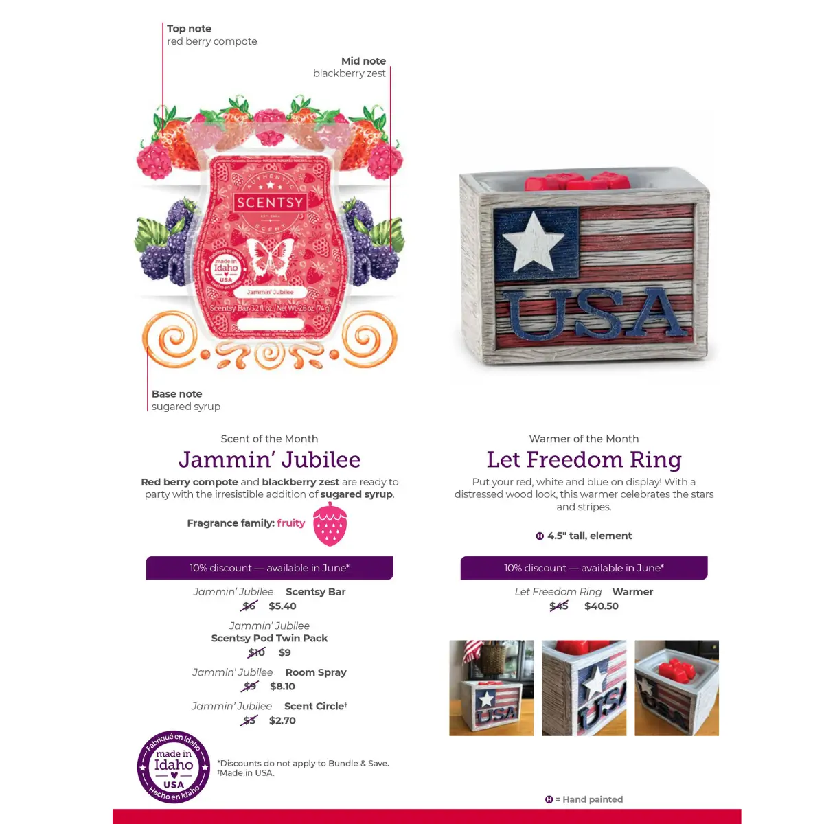 Scentsy June 2024 Warmer of the Month - Let Freedom Ring USA + Jammin' Jubilee