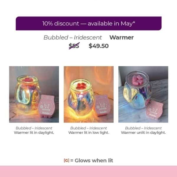 Scentsy May 2022 Warmer &Amp; Scent Of The Month - Bubbled Iridescent &Amp; Pink Lemon Water Scentsy May 2022 Warmer Scent of the Month Bubbled Iridescent 1