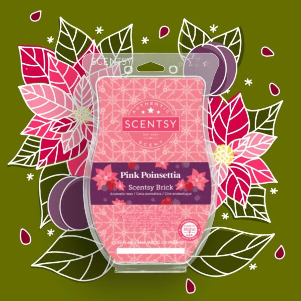 Pink Poinsettia Scentsy Brick | Holiday 2021